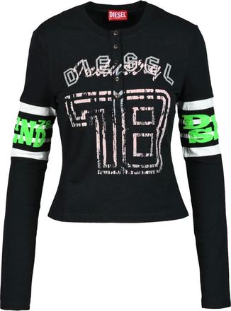Diesel Long Sleeve T-Shirts, female, Black, L, Serafino Cotton Elastane T-shirt