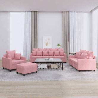 vidaXL vidaXL Set di Divani 4 pz con Cuscini rosa in Velluto