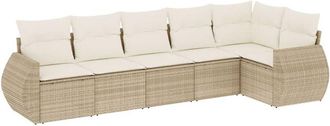 vidaXL Juego De Sof&aacute;s Jard&iacute;n Con Cojines 6 Pzas Rat&aacute;n Sint&eacute;tico Beige Vidaxl