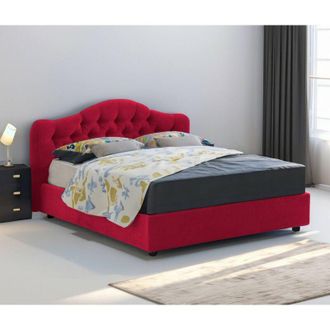 Dmora Cama Doble Allik, Colch&oacute;n Incluido, Hecho En Italia, Rojo
