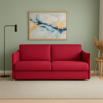 Dmora Sof&aacute; Fijo 2 Plazas Varedo, Desenfundable, Hidr&oacute;fugo, Made In Italy, Lavable, 180x95x90h Cm Rojo