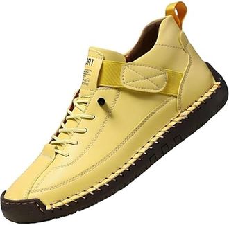 Generic Comfortable Orthopedic Sneakers, Womens Handmade Leather Orthopedic Comfy Shoes, Soft Comfort, Unisex (Yellow,Women 13.5/Men 12.5)