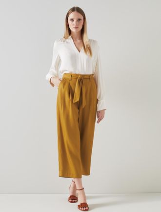 L.k. Bennett Womens Almeida Trousers,Tan - Brown Viscose - Size 18 UK