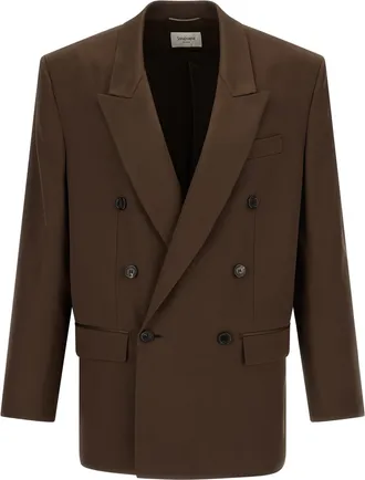 Saint Laurent Brown Silk Mens Blazer