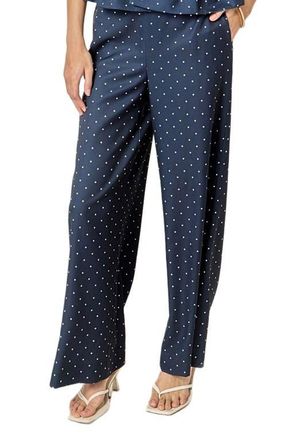 English Factory Polka Dot Wide Leg Pants in Navy at Nordstrom, Size X-Small