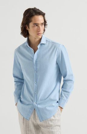 Brunello Cucinelli Chambray shirt in Medium Denim at Nordstrom, Size Xxx-Large Eu