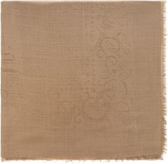 Ferragamo Palazzo Sjaal - Dames - Zijden sjaals - Beige - ONE Size - Wol - Accessoires