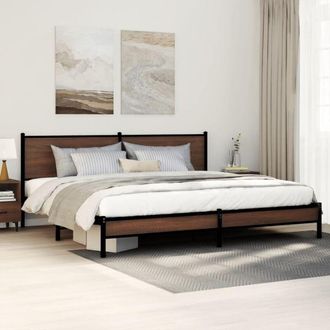 vidaXL Vidaxl - Estructura De Cama Sin Colch&oacute;n Metal Roble Marr&oacute;n 200x200 Cm