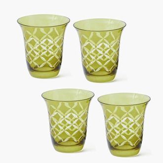 Mrs. Alice Engraved Water Glasses in Olive at Nordstrom