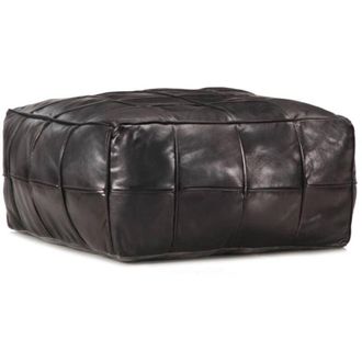 vidaXL Vidaxl - Puf Negro 60x60x30 Cm Cuero Aut&eacute;ntico De Cabra