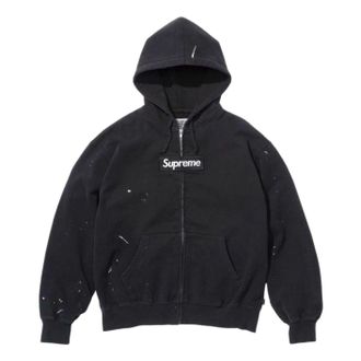 SUPREME x MM6 Maison Margiela Box Logo Zip Up Hooded Sweatshirt Black SUP-SS26-100-BLK