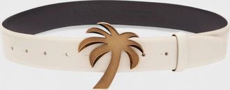 Palm Angels Womens Palm Angels Palm Beach Belt Off White Gold - Brown - Size: 70