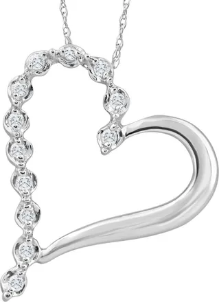 Pompeii3 10K White Gold 1 Tall Diamond Heart Pendant Womens Necklace