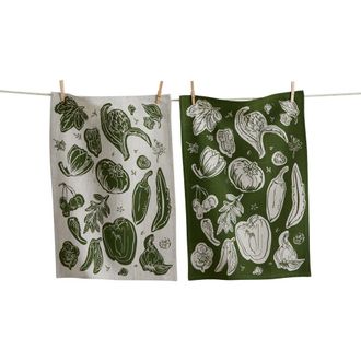 Tag Canyon Print Veggies Dishtowel S/2 Olive Olive Cotton Everyday in Green at Nordstrom