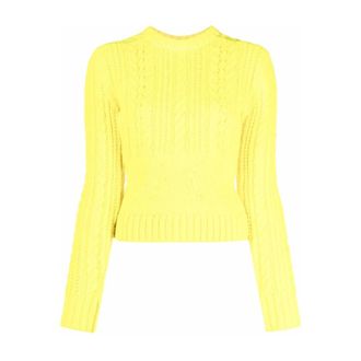 Philosophy di Lorenzo Serafini Round-neck Knitwear, female, Yellow, Size: S Maglione Lana Trecce