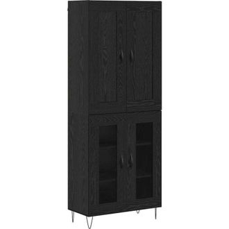 vidaXL Highboard Black Oak 69.5 x 34 x 180 cm Engineered Wood vidaXL