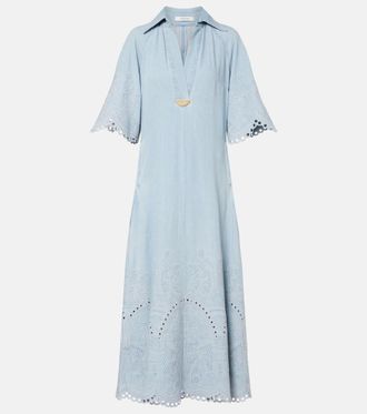 Zimmermann Daylight embroidered denim midi dress