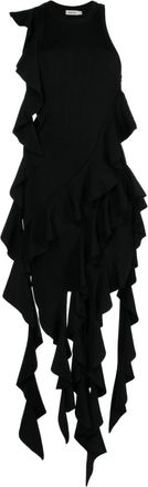 SIMKHAI Wilda draped ruffled dress - women - Rayon - L - Black