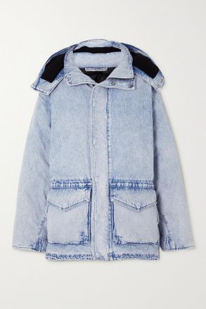 Alexander Wang Giacca Oversize In Denim Imbottito Effetto Candeggiato Con Cappuccio - Blu