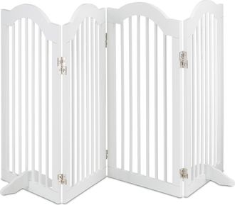 Relaxdays Relaxdays - Barrera Seguridad Perros, 4 Paneles, Alto 92 Cm, Valla Protecci&oacute;n Mascotas, Plegable, 92x205 Cm, Blanca