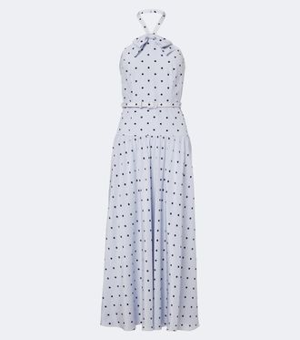 Alessandra Rich Belted polka-dot halterneck silk midi dress