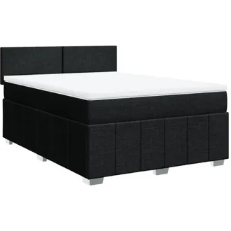 vidaXL Cama Box Spring Con Colch&oacute;n Tela Negro 140x190 Cm Vidaxl