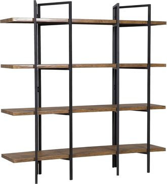 Beliani Beliani - Libreria A 4 Ripiani In Legno Scuro Con Struttura In Metallo Nero Compton