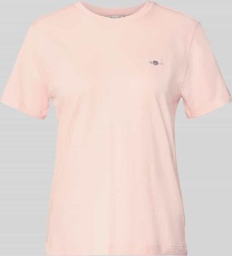 GANT T-Shirt mit Label-Stitching und Rundhalsausschnitt in Rosa, Gr&ouml;&szlig;e XXL