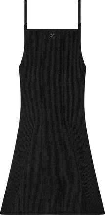 Courr&egrave;ges Zwarte Geribbelde Jurk Aw 24 - Dames - Korte kleedjes - Zwart - M - Kleedjes