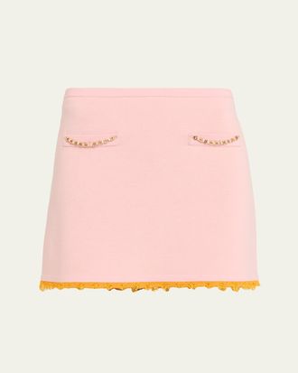 Casablanca Frayed Double-Faced Wool Mini Skirt