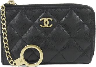 Chanel Black Grained Calfskin Coin Purse/Coin Case (Pre-Owned)