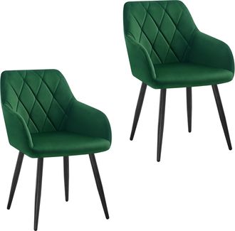 Woltu Sillas De Comedor Silla Reposabrazos Silla Tapizada Con Respaldos Sillas Nordicas Silla Para Comedor Sal&oacute;n Dormitorio Cocina Pasillo Verde Oscuro Terc