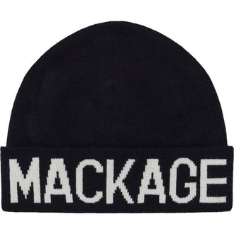 Mackage Kids Kiko Cuff Recycled Wool Blend Rib Beanie in Black at Nordstrom