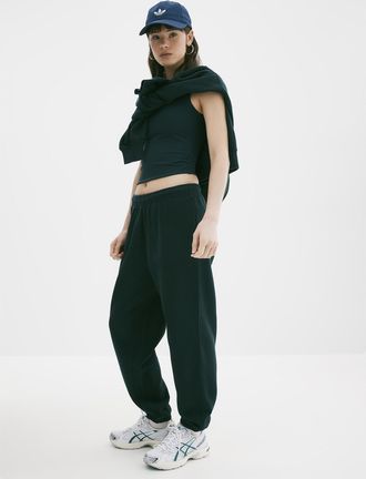 Twik Womens Solid cotton-fleece loose joggers