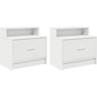 vidaXL Bedside Cabinets with Drawer 2 pcs White 51x31x47 cm Vidaxl