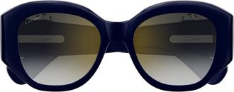 Cartier Ct 0502S Sun - Dames - Zonnebrillen - Blauw - 53 MM - Accessoires