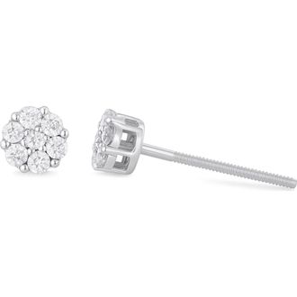 LuvMyJewelry Meadow 0.15 Ct TW Lab Grown Diamond Cluster Studs 14K Gold Earrings in 14K White Gold at Nordstrom