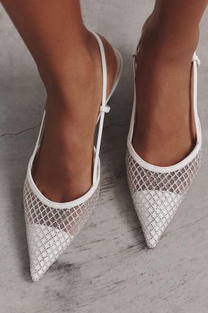 Lola Cruz Mesh Crystal Slingback Heels