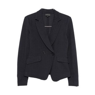 Emporio Armani Jassen, Dames, Blauw, XS, Dubbelrijige Blazer
