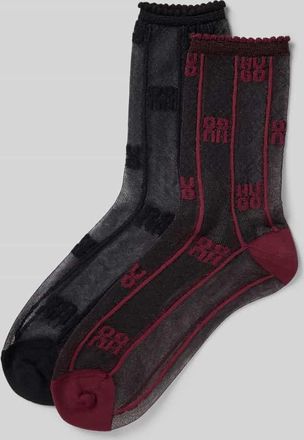 HUGO BOSS Socken mit Logo-Muster im 2er-Pack Modell SHEER RIB in Black, Größe 35-38