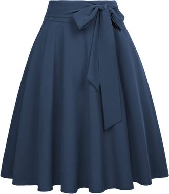 Belle Poque 60s Vintage Ladies Girls High Waist Swing Hem Wiggle Skirts Knee Length Dark Blue(561-12) X-Large