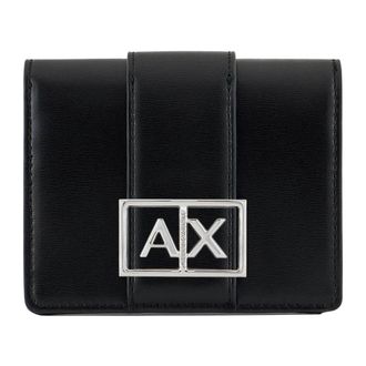 A|X Armani Exchange Wallets & Cardholders, female, Black, Size: ONE SIZE Slim Fabric Wallet with Metal Logo