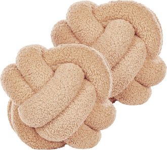 Beliani Conjunto De 2 Cojines De Boucl&eacute; Beige Claro 19 X 19 Cm Accesorio Malni