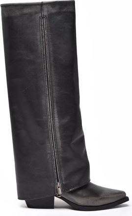M&eacute;tisse Grey Leather Texan Boots