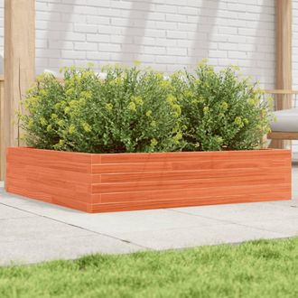 Berkfield Home Garden Planter Wax Brown 100x100x23 cm Solid Wood Pine | Size: 100 x 100 x 23 cm