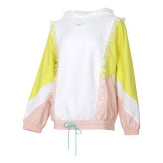 Nike (WMNS) Nike Sportswear New Year Contrast Color Stitching Lace Fleece Lined Stay Warm Pullover Hoodie White DH1371-107
