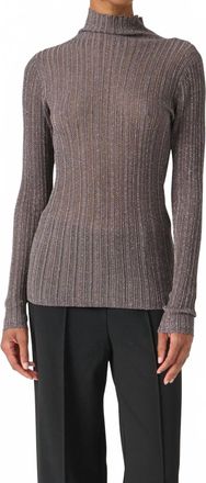 Soaked In Luxury Laisa Metallic Turtleneck Pullover Sweater In Grey