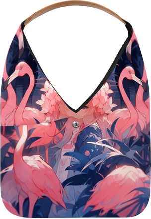 Generic Flamingo Girl Reusable Lightweight Grocery Bags - Foldable Into Compact Pouch, Washable & Sturdy, Multipurpose for Shopping and Travel