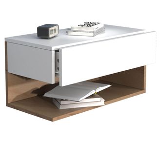 ebuy24 Armario De Noche Vcm Caj&oacute;n De Pared Tablero De Pared Mesita De Noche Dimensiones Aprox. Al. 30 X An. 60 X P. 32 Cm - Usal Xl 60 Cm (blanco / Roble De 