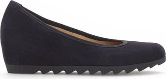 Gabor Navy Velvet Wedge Ballerina Schoenen - Dames - Sleehakken - Blauw - 44 EU - Leer - Schoenen